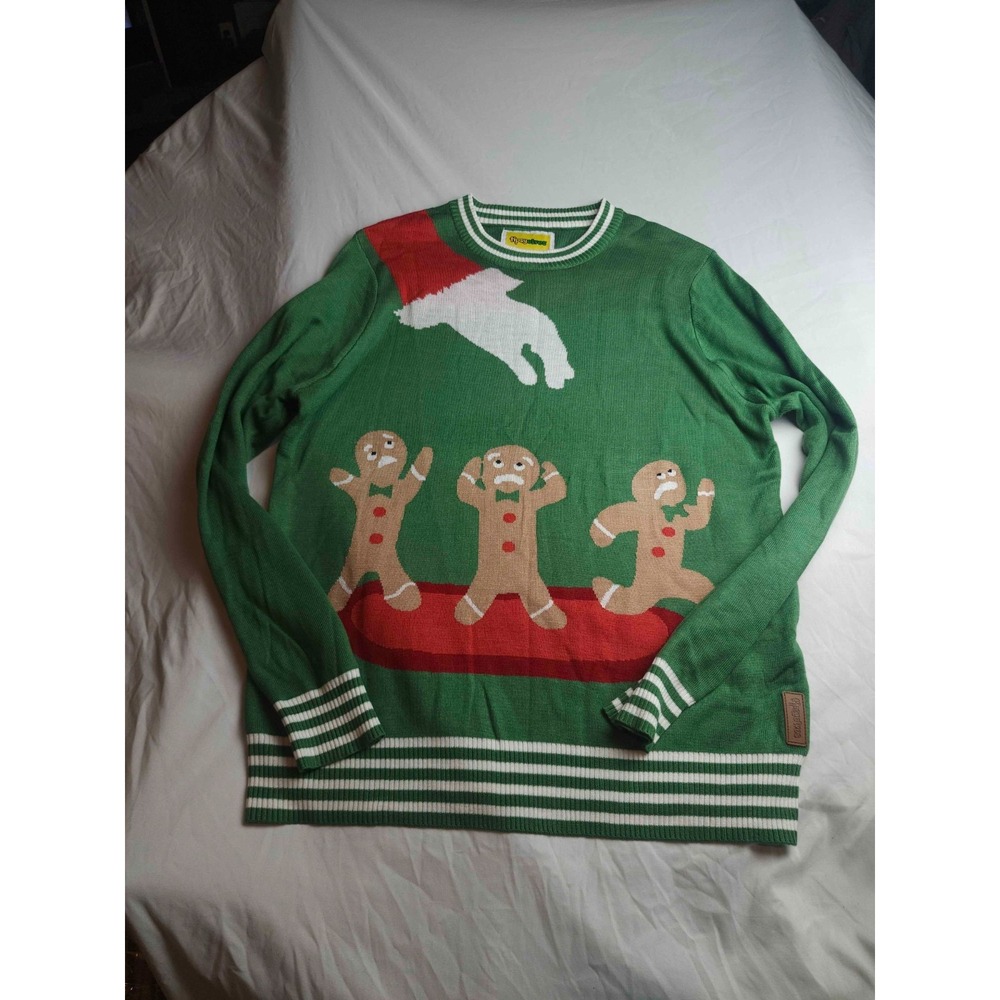 Tipsy Elves Gingerbread Ugly Sweater Mens XL Green Christmas Holiday Festival
